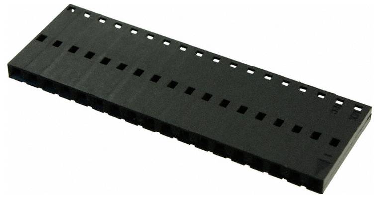 Ein schwarzer Kunststoff-Chip-Halter mit mehreren Schlitzen für integrierte Schaltkreise, entworfen, um Komponenten organisiert und geschützt zu halten.