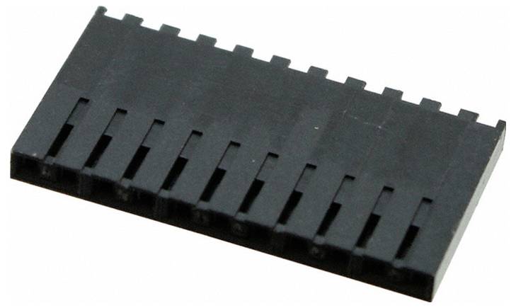 Ein schwarzer 10-poliger weiblicher Steckverbinder, der häufig für elektronische Prototypenerstellung verwendet wird, diagonal auf weißem Hintergrund dargestellt.
