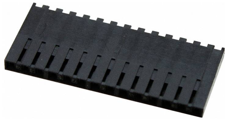 Ein schwarzer Kunststoff-Rechteckstecker mit mehreren Steckplätzen, typischerweise für elektronische Komponenten oder Schaltkreise verwendet.