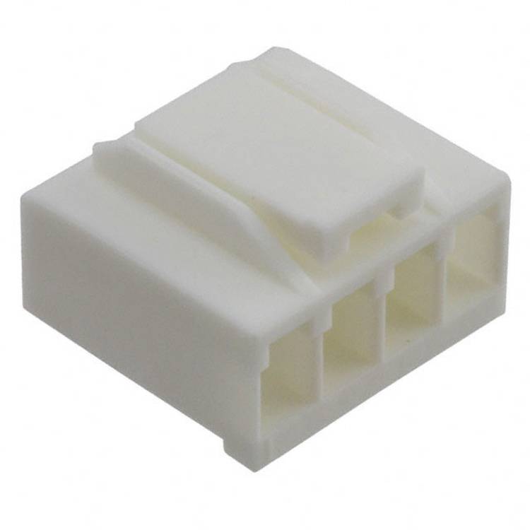 Ein weißer Kunststoff-Elektrostecker mit vier rechteckigen Schlitzen, entwickelt zur sicheren Befestigung von Elektrokabeln in kompakter Form.
