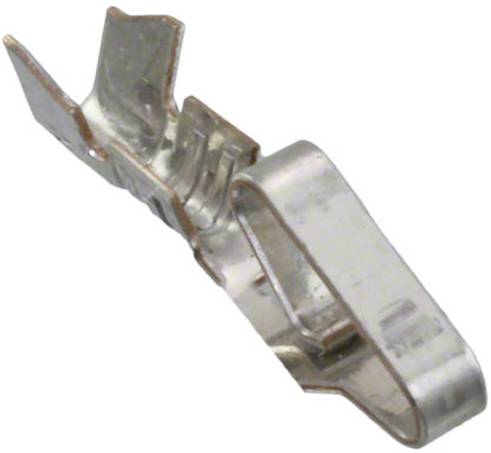 Ein Silbermetall-Anschlussklammer mit einem gebogenen, hakenförmigen Design, das zum Befestigen von Elektrokabeln verwendet wird.