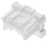 Ein kleiner, weißer Kunststoffstecker mit mehreren Schlitzen und Nuten, der für elektronische oder mechanische Montagenanwendungen entwickelt wurde.