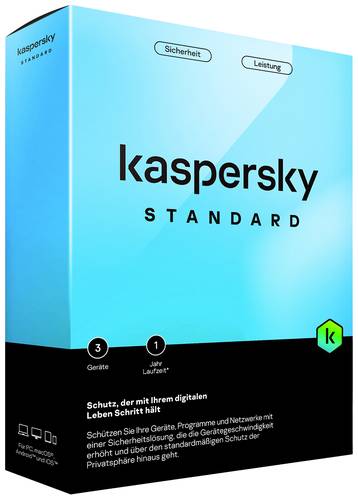 Kaspersky Standard Jahreslizenz, 3 Lizenzen Windows, Mac, Android, iOS Antivirus  - Onlineshop Voelkner