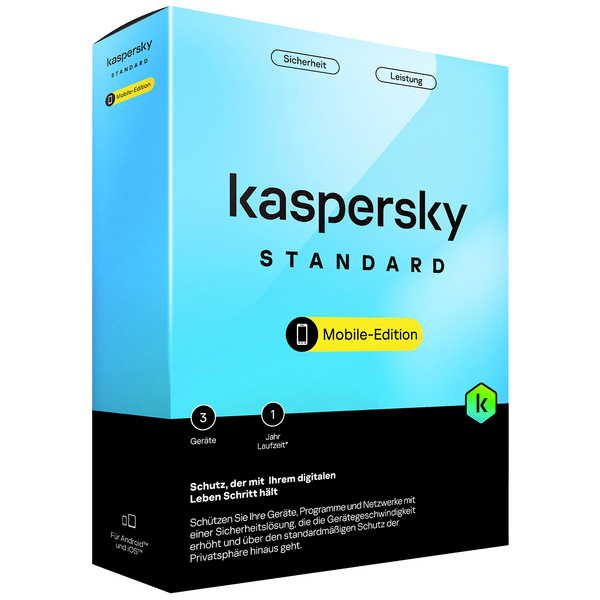 Kaspersky Standard Mobile Edition Jahreslizenz, 3 Lizenzen Android Antivirus