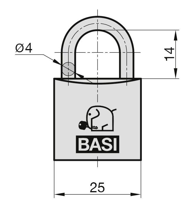 Basi 6300-2500 Vorhängeschloss 25mm verschieden schließend Schlüsselschloss