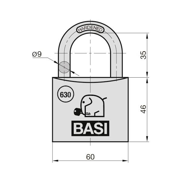 Basi 6300-6000 Vorhängeschloss 60mm verschieden schließend Schlüsselschloss