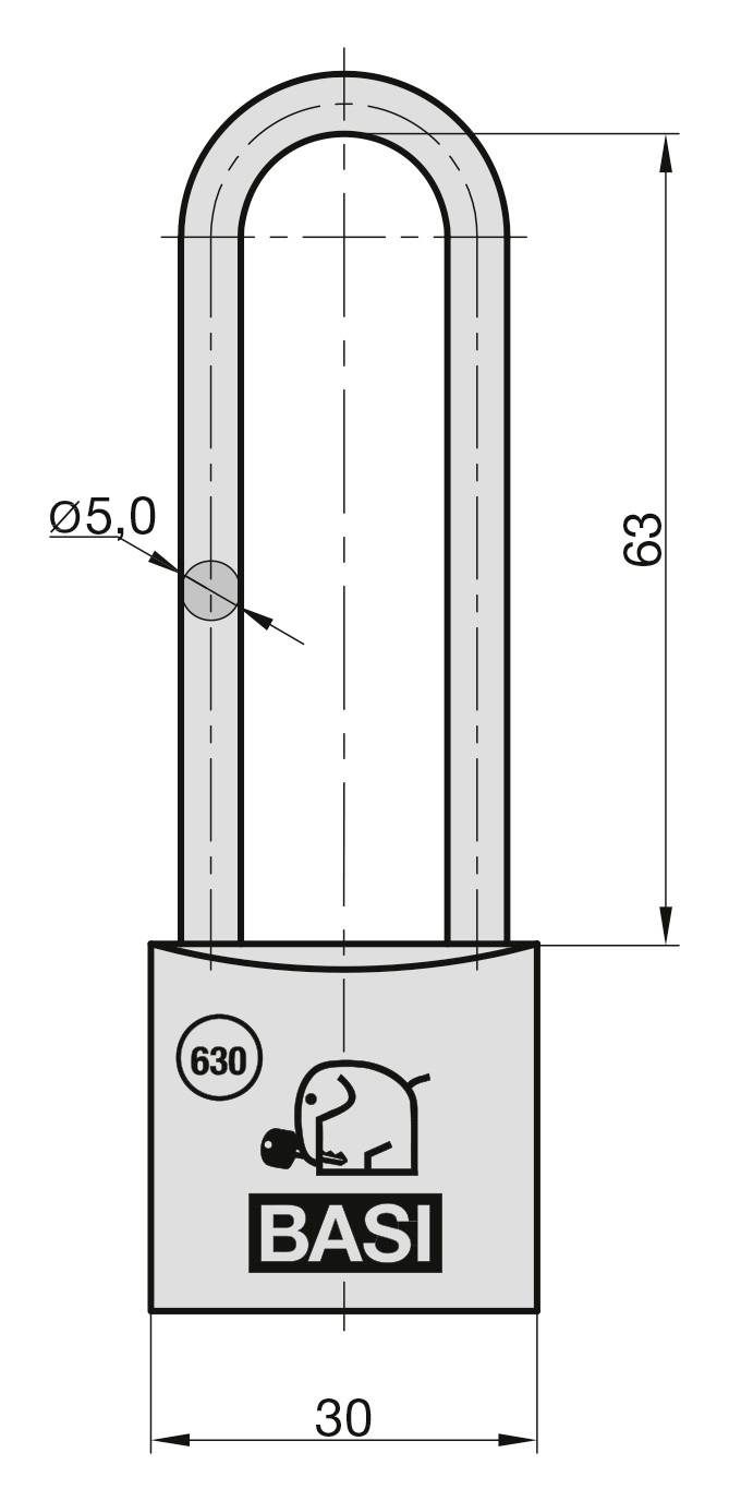 Basi 6302-3000 Vorhängeschloss 30mm verschieden schließend Schlüsselschloss
