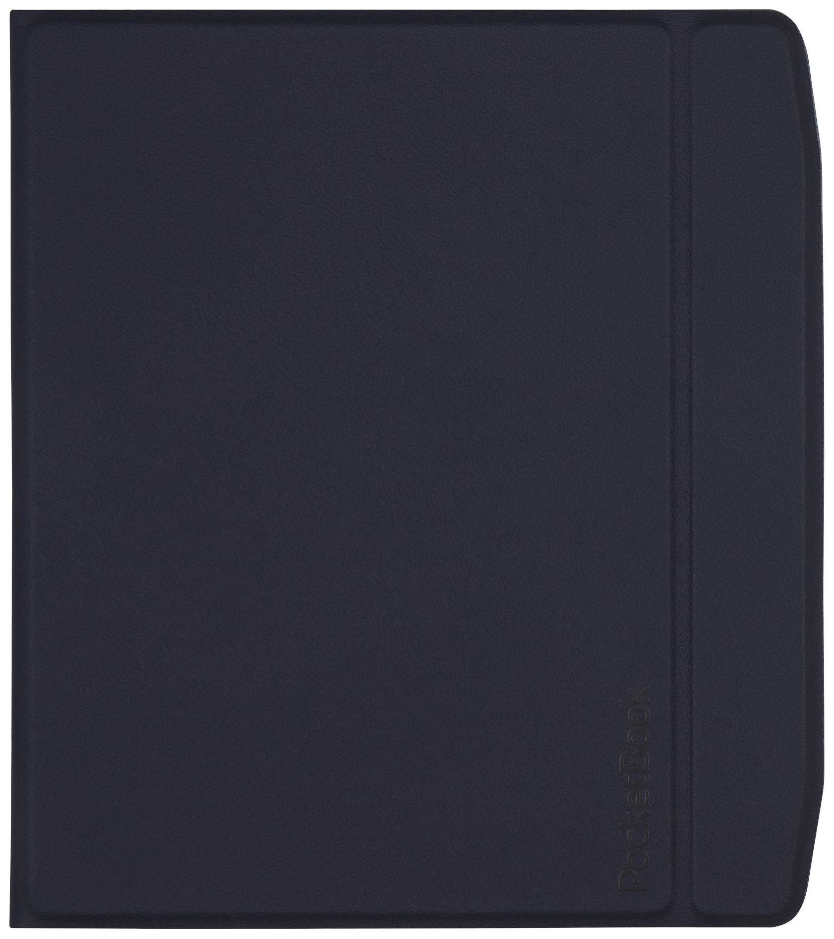 Dunkle iPad-Hülle in geschlossenem Zustand mit schlichtem Design. Keine spezifischen Markierungen oder Details sichtbar.