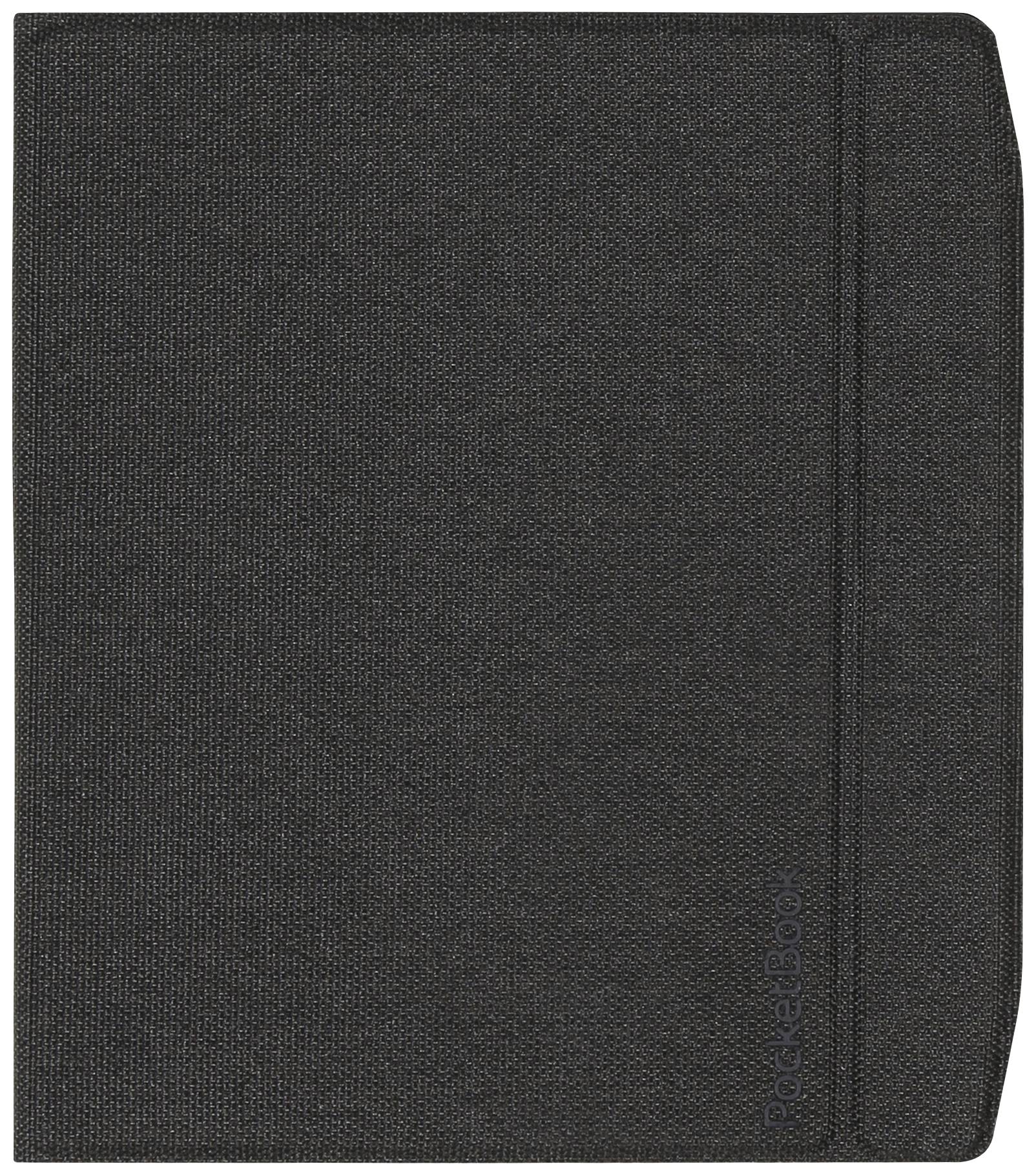 Ein schwarzes Hardcover-Etui für ein Pocketbook. Das Etui hat eine strukturierte Oberfläche und ist fest geschlossen.