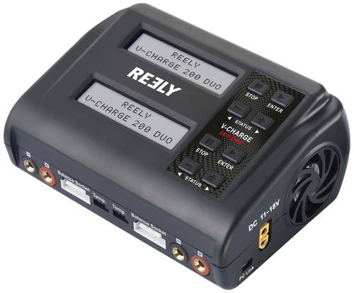 Reely V-Charge 200 Duo Modellbau-Ladegerät 10A LiIon, LiPo, LiFePO, LiHV, NiCd, NiMH, Blei-Säure Entladefunktion