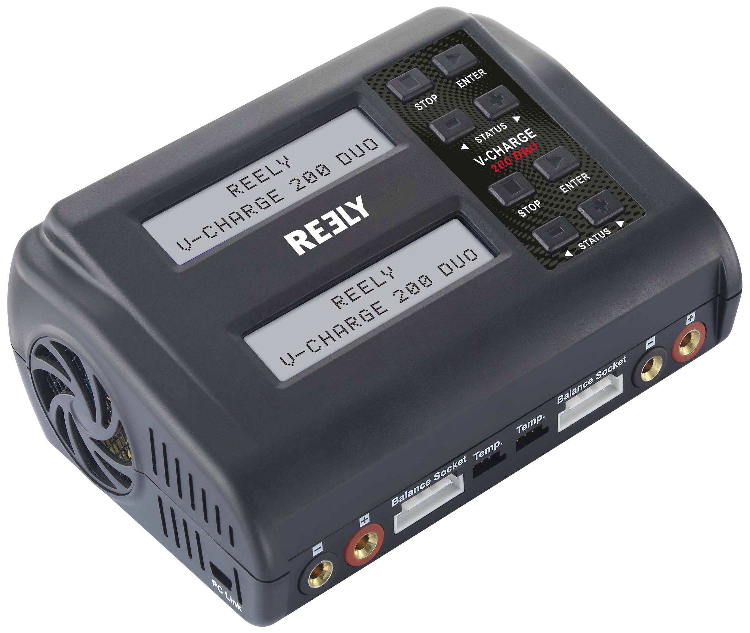 Reely V-Charge 200 Duo Modellbau-Ladegerät 10 A LiIon, LiPo, LiFePO, LiHV, NiCd, NiMH, Blei-Säure Entladefunktion, Temperaturüberwachung