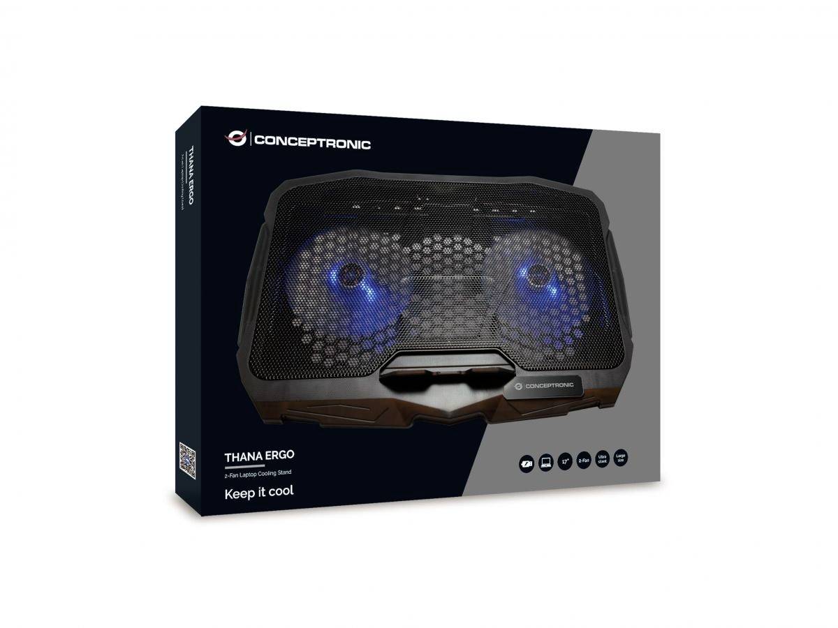 Conceptronic THANA07B Notebook-Ständer mit Kühlfunktion höhenverstellbar