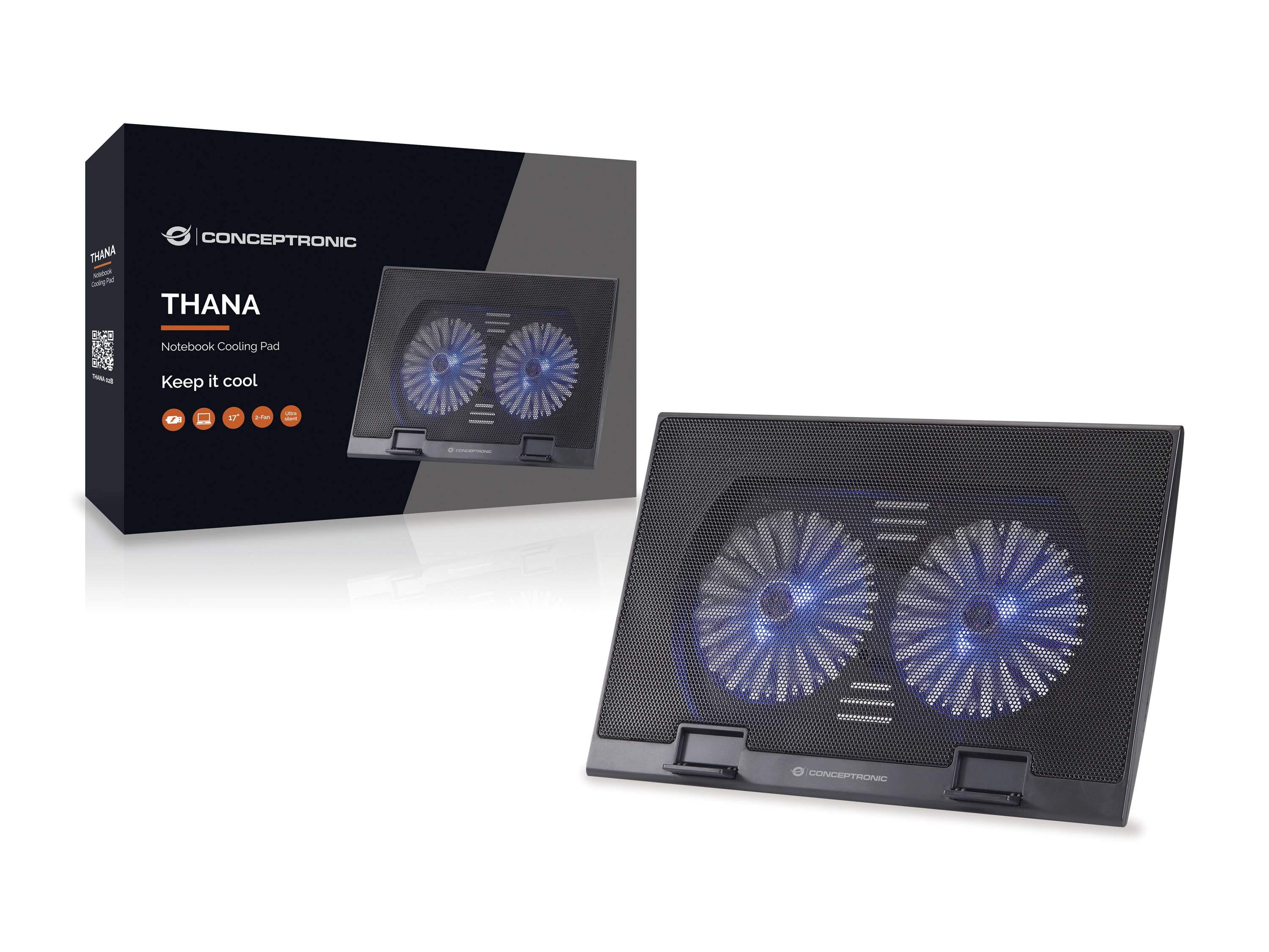 Conceptronic THANA02B Notebook-Ständer mit Kühlfunktion höhenverstellbar