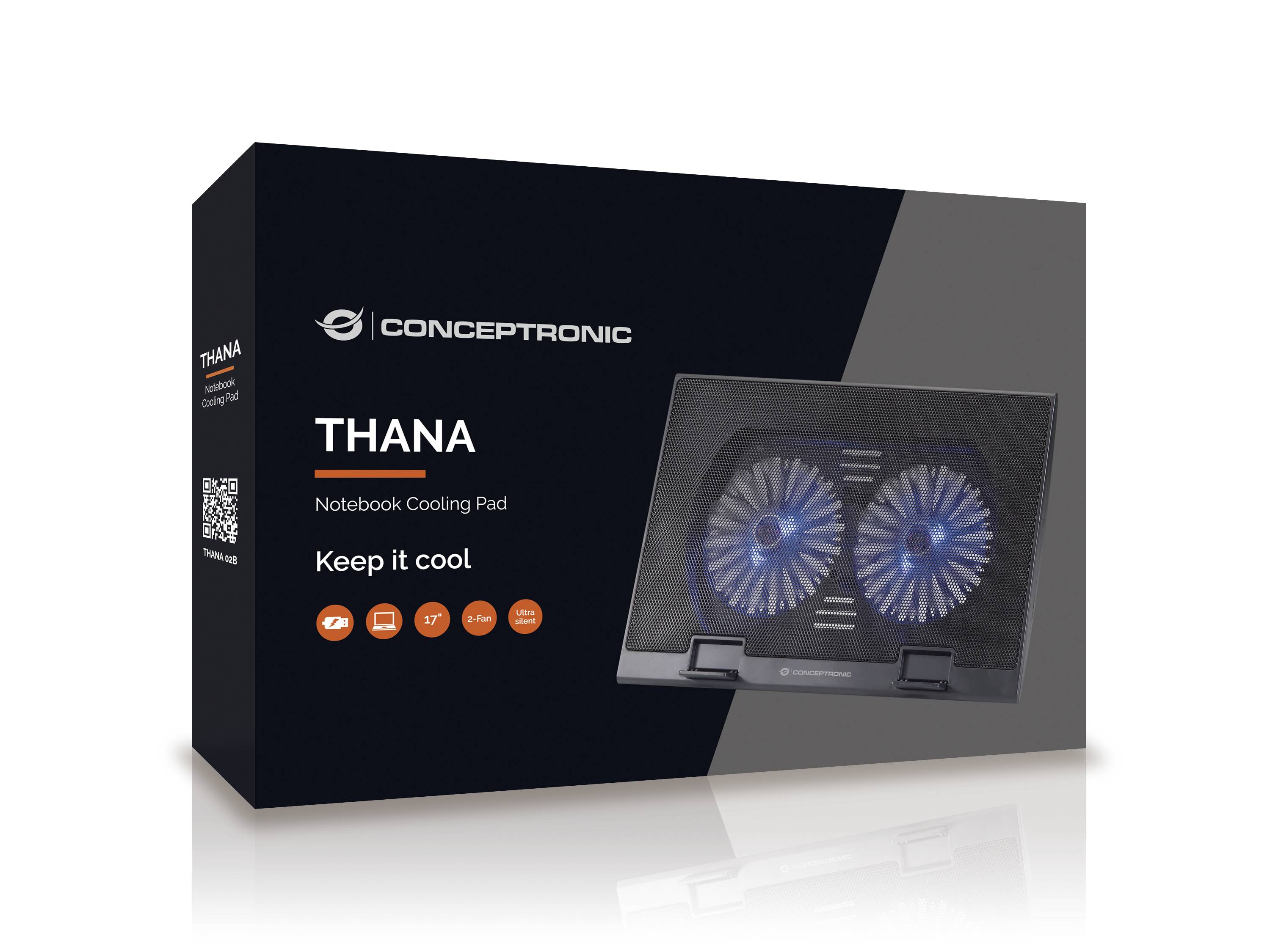 Conceptronic THANA02B Notebook-Ständer mit Kühlfunktion höhenverstellbar