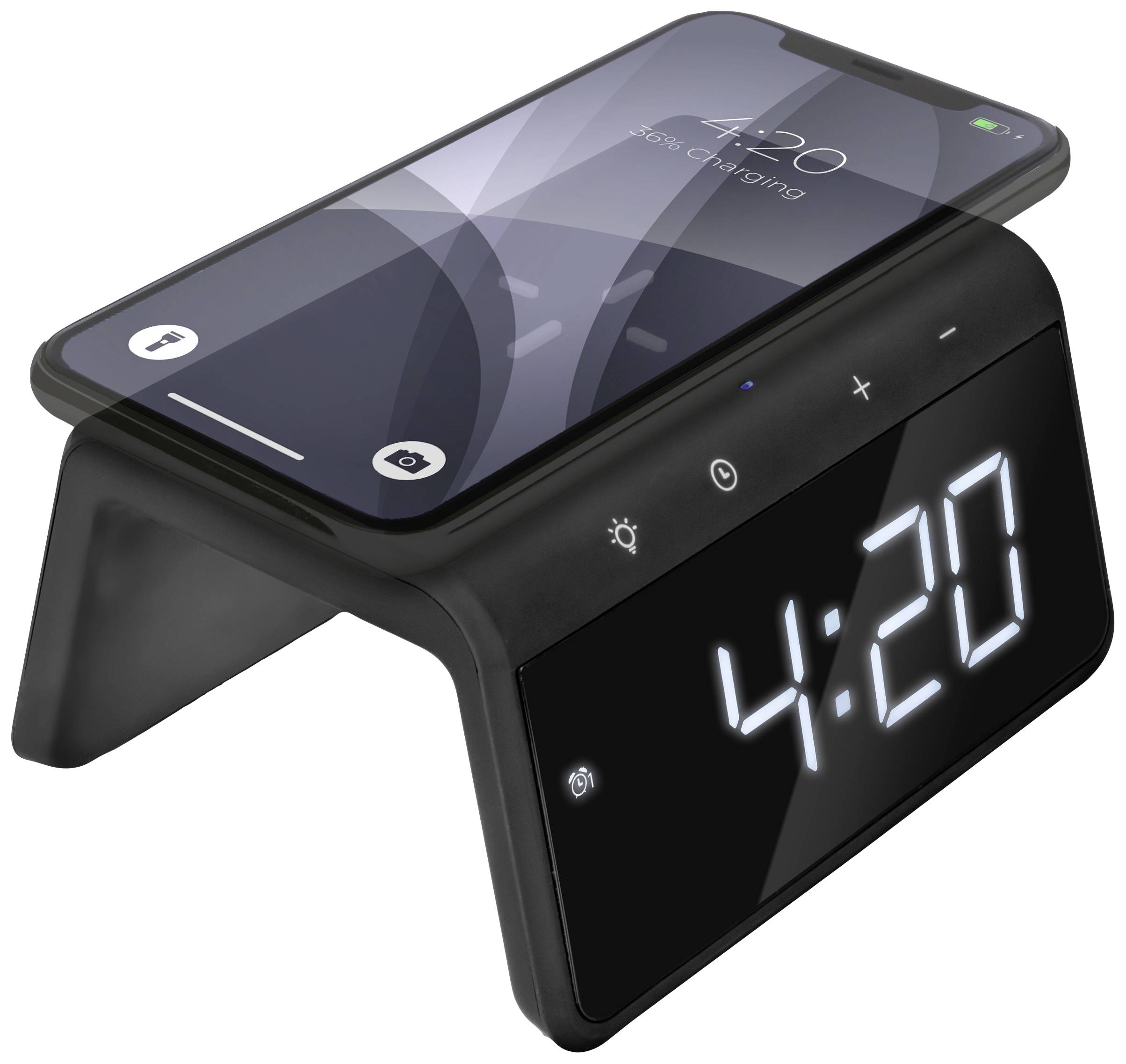 Caliber HCG019QI-BA Wecker Schwarz Alarmzeiten 2