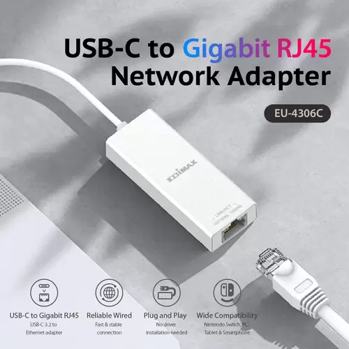 EDIMAX EU-4306C Netzwerkadapter 10 / 100 / 1000MBit/s USB-C®, RJ45 EDIMAX EU-4306C Netzwerkadapter 10 / 100 / 1000MBit/s USB-C®, RJ45