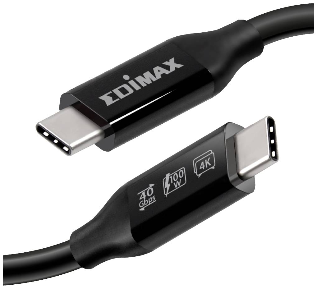 EDIMAX USB-Kabel USB4®, Thunderbolt™ 3 USB-C® Stecker 1.00m Schwarz UC4-010TB V2