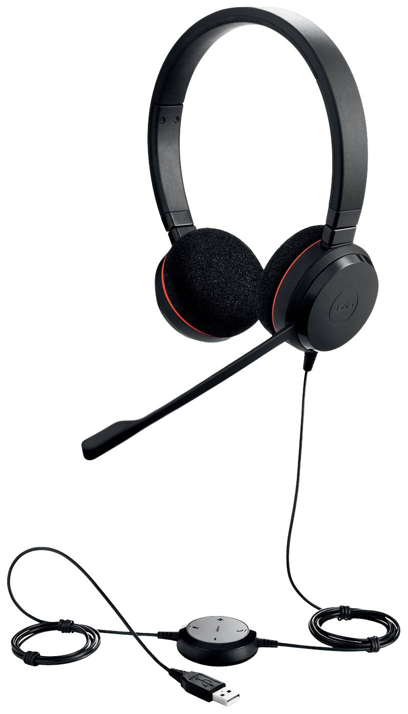 Schwarzes USB-Headset mit Mikrofon, gepolsterten Ohrmuscheln und bedienbarer Steuerung auf dem Kabel. Ideal für Computer-Nutzung.