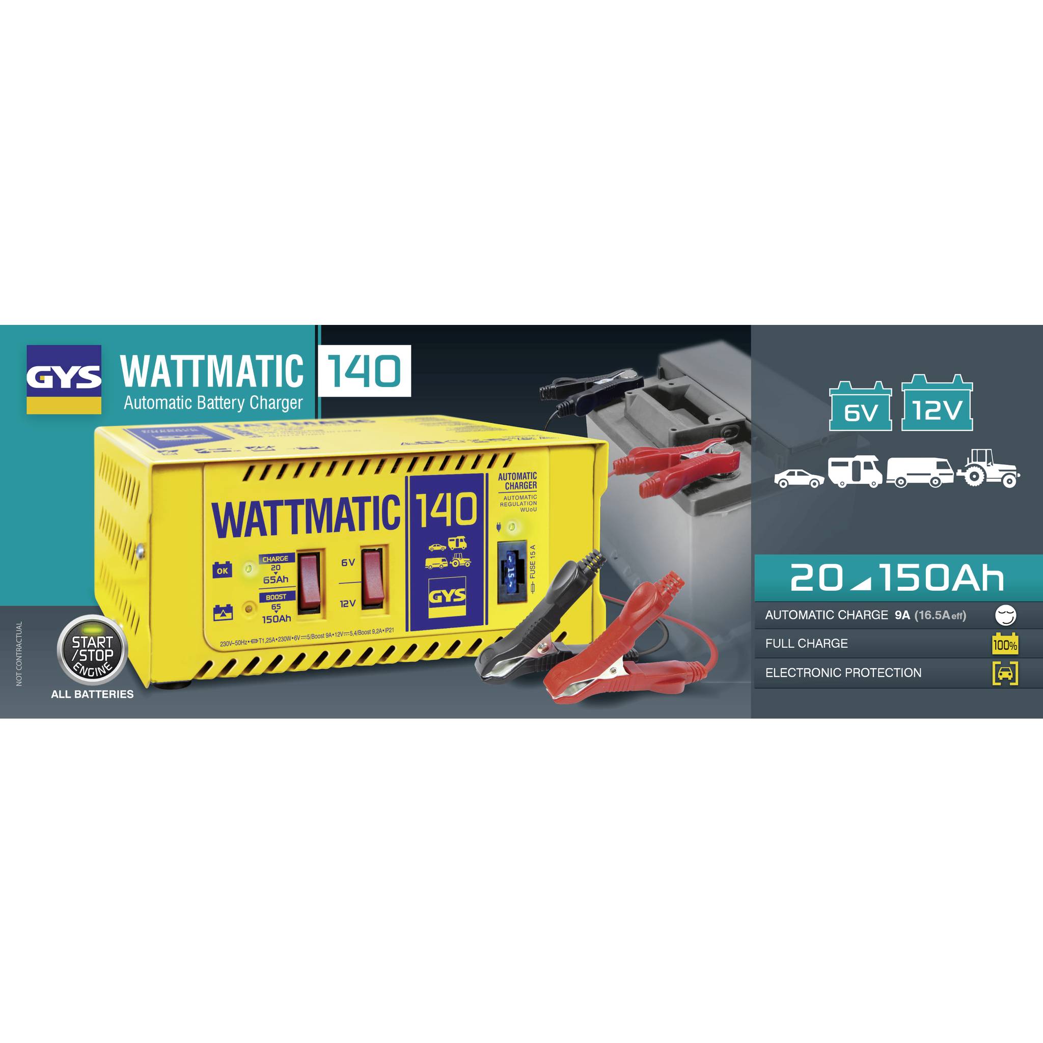 GYS Wattmatic 140 025608 Kfz-Ladegerät 6 V, 12V 5A 9A