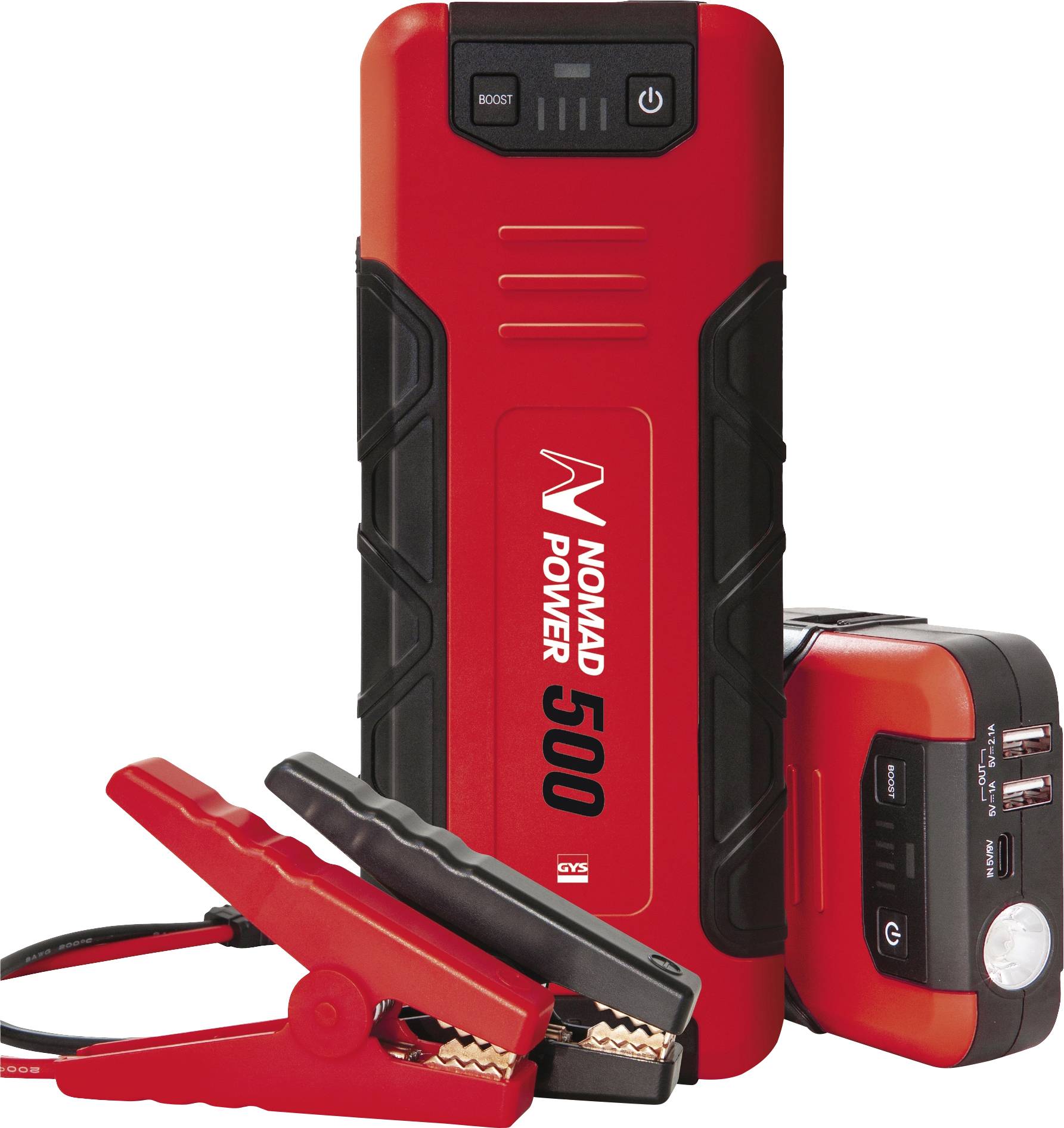 GYS Schnellstartsystem Nomad-Power 500 027145 Starthilfestrom (12 V)=550A USB-Steckdose 2x, Ladezustandsanzeige, Arbeitsleuchte