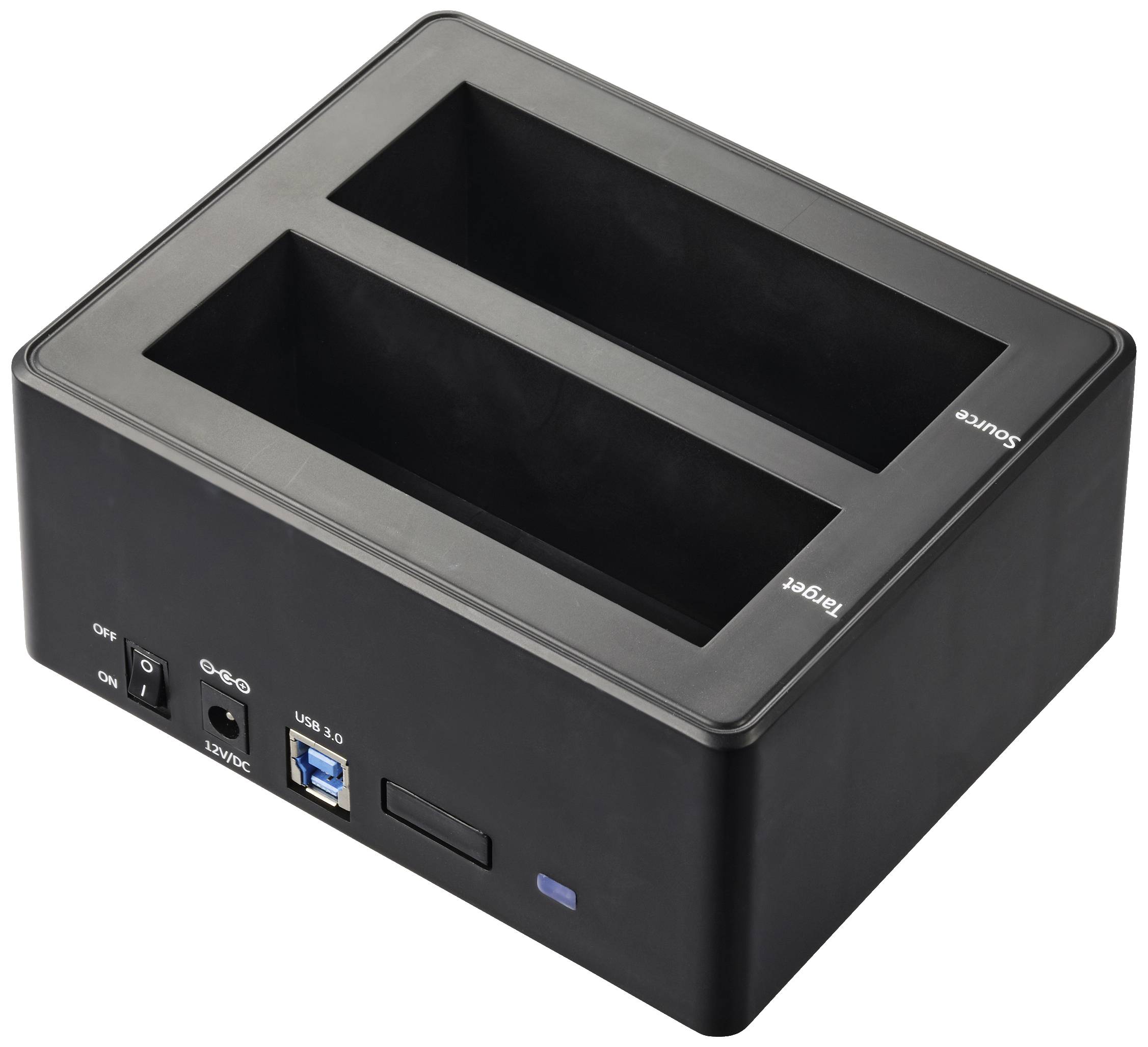 Renkforce RF-5576396 USB-A (USB 3.2 Gen 1) SATA 2 Port Festplatten-Dockingstation 2.5 Zoll, 3.5 Zoll mit Clone-Funktion