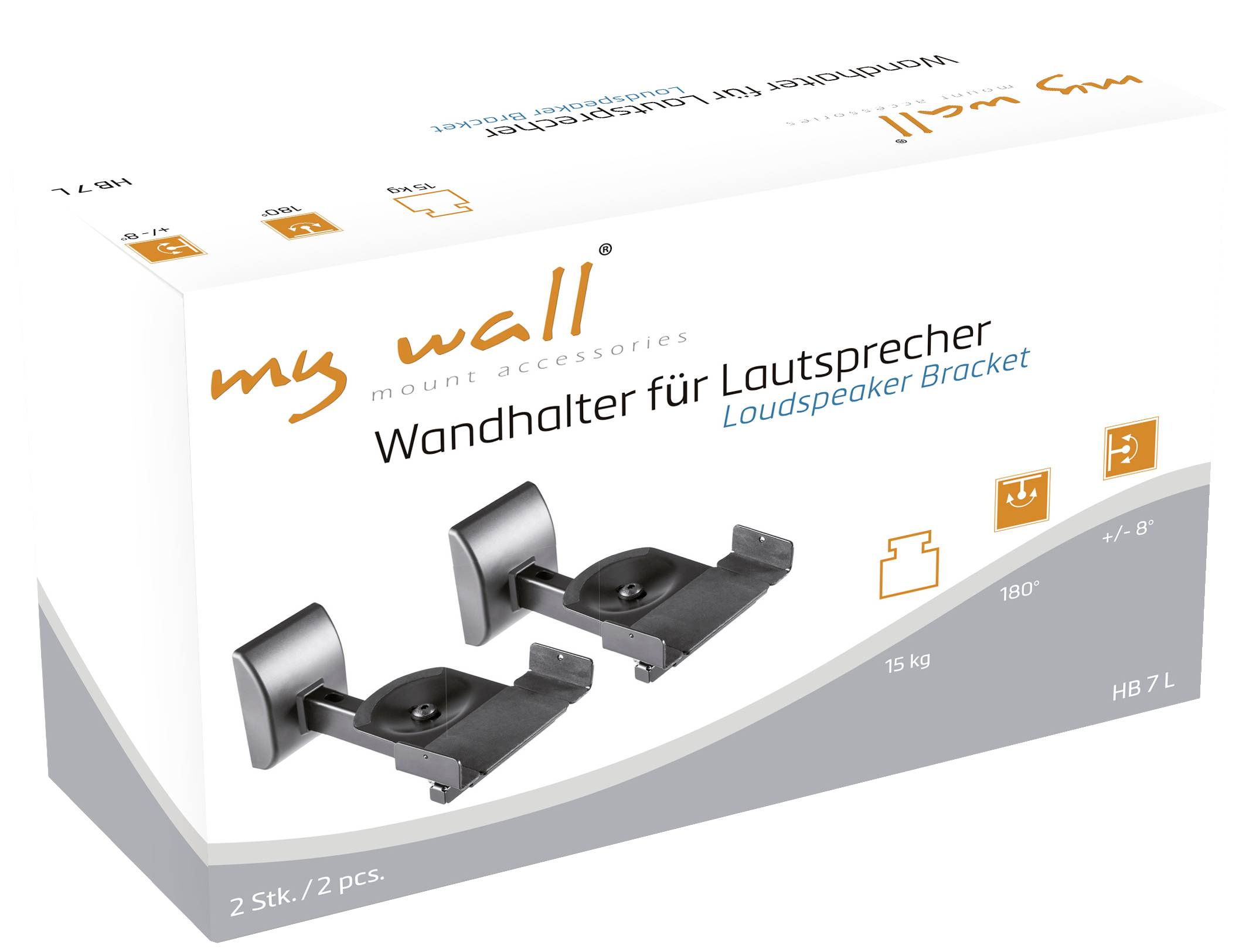 My Wall HB7L Lautsprecher-Wandhalterung Neigbar, Schwenkbar Wandabstand (max.): 286mm Schwarz 2St.