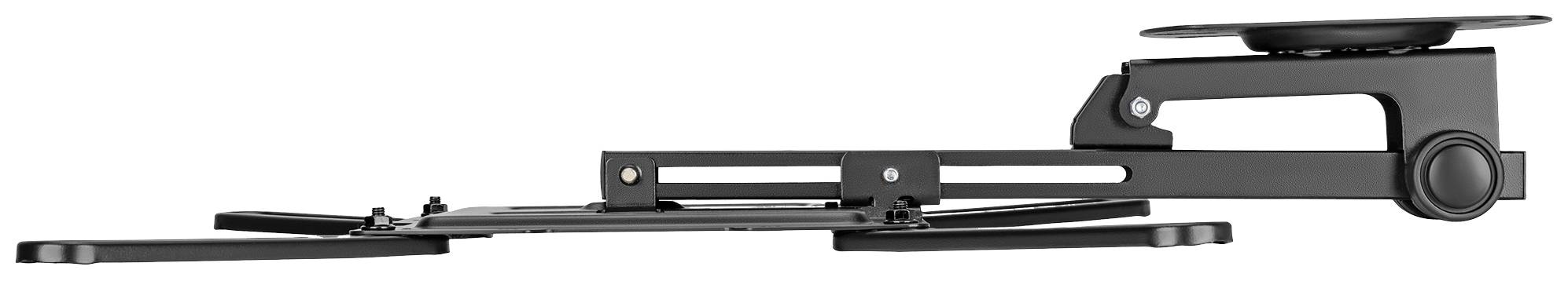 Laptop-Halterung in seitlicher Ansicht. Die Halterung aus Metall ist höhenverstellbar und neigbar, um den Laptop ergonomisch anzuordnen.