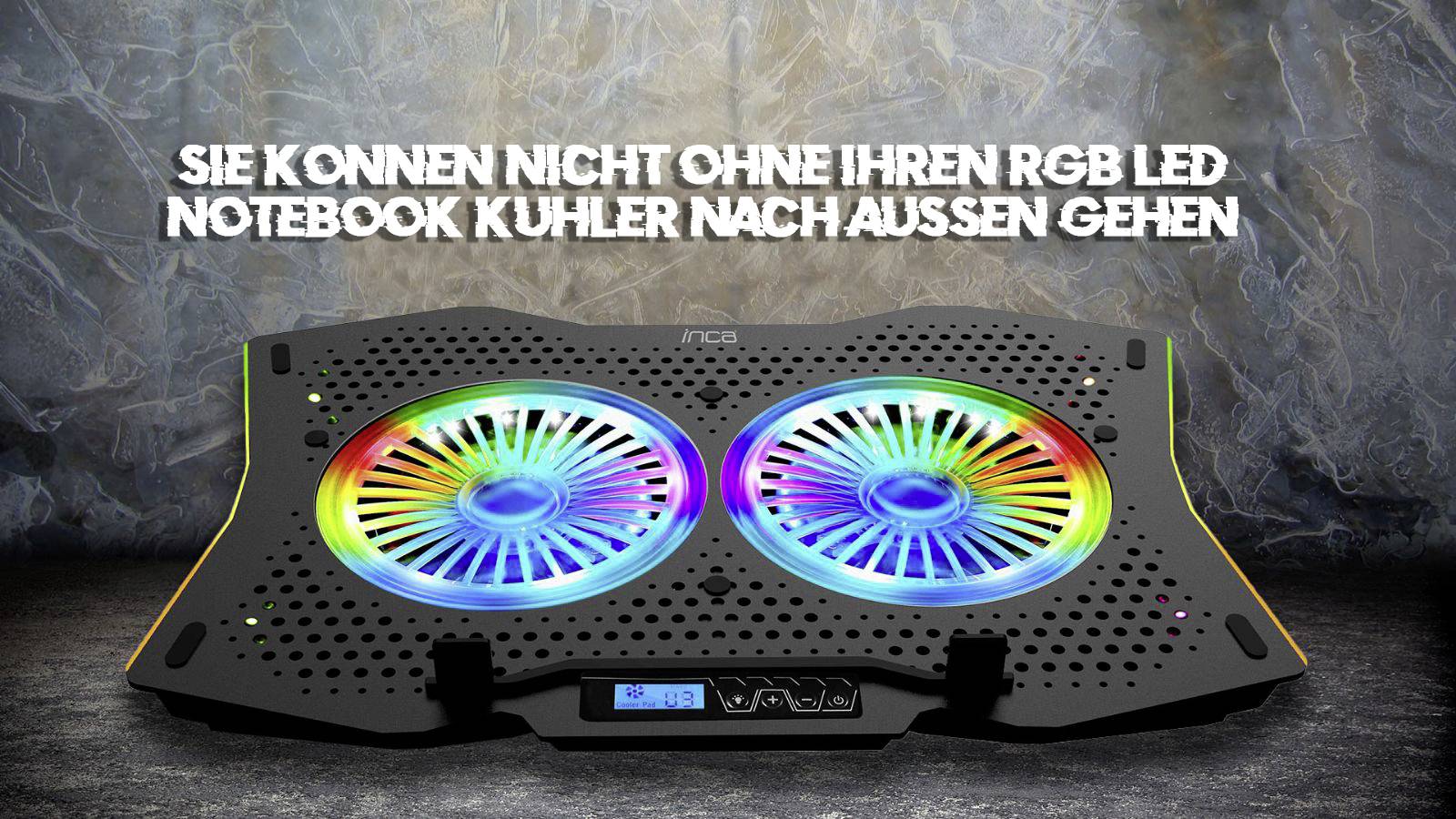 INCA INC-606TGS Notebook-Ständer mit Kühlfunktion USB-Hub-Funktion, höhenverstellbar