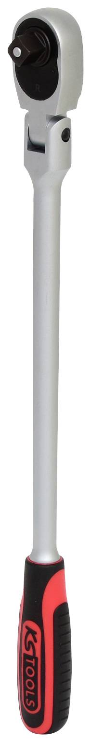 Ratsche mit ergonomischem Griff, silberner Schaft und schwarzem Drehkopf, geeignet für Arbeiten mit Schrauben und Muttern.