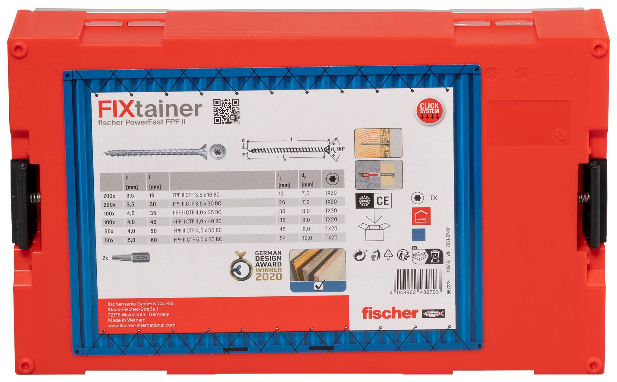 Fischer 562273 FixTainer PowerFast II TX VG Spanplattenschrauben-Sortiment Stahl galvanisch verzinkt 1 Set