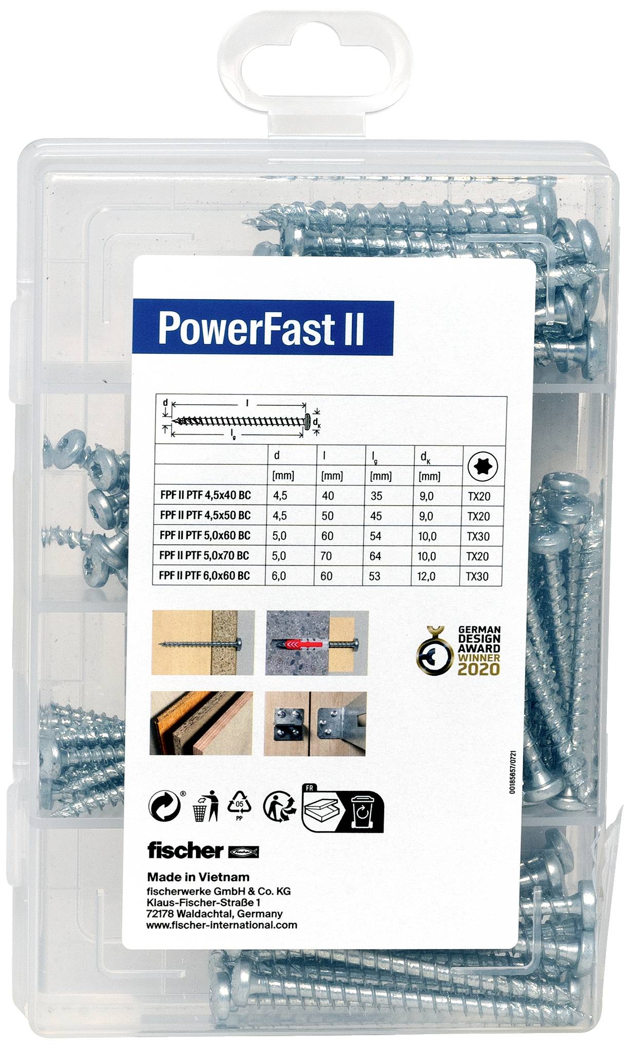Fischer 562275 Meisterbox PowerFast II PH VG TX Spanplattenschrauben-Sortiment Stahl galvanisch verzinkt 1 Set