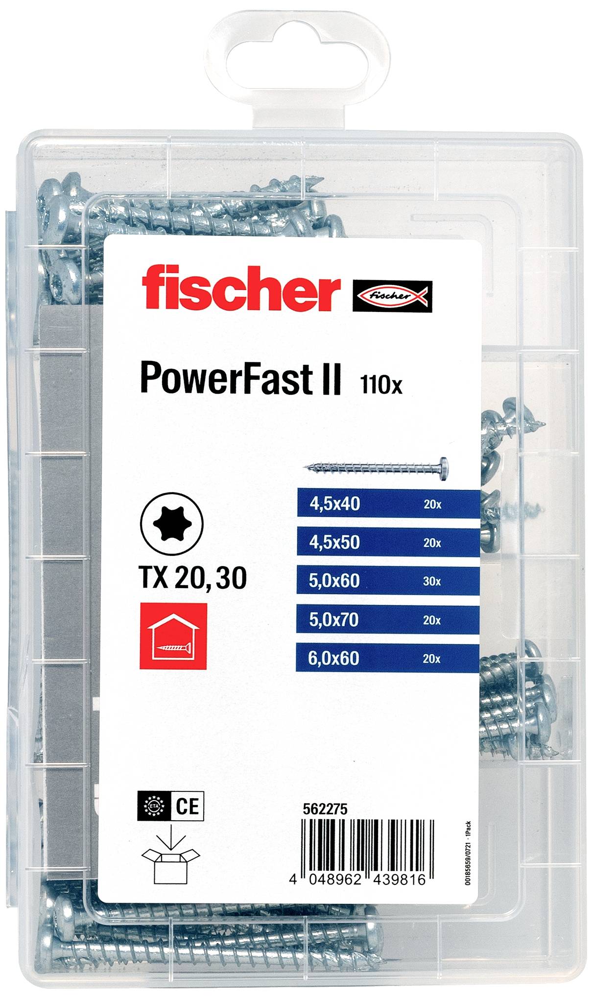 Fischer 562275 Meisterbox PowerFast II PH VG TX Spanplattenschrauben-Sortiment Stahl galvanisch verzinkt 1 Set