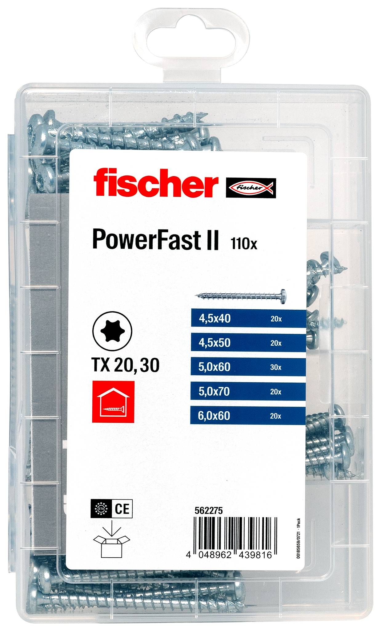 Fischer 562275 Meisterbox PowerFast II PH VG TX Spanplattenschrauben-Sortiment Stahl galvanisch verzinkt 1 Set