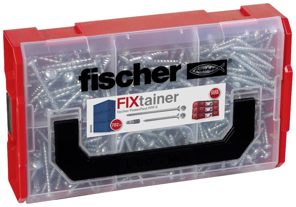 Fischer 562277 FixTainer PowerFast II PZ Spanplattenschrauben-Sortiment Kreuzschlitz Pozidriv Stahl galvanisch verzinkt 1 Set