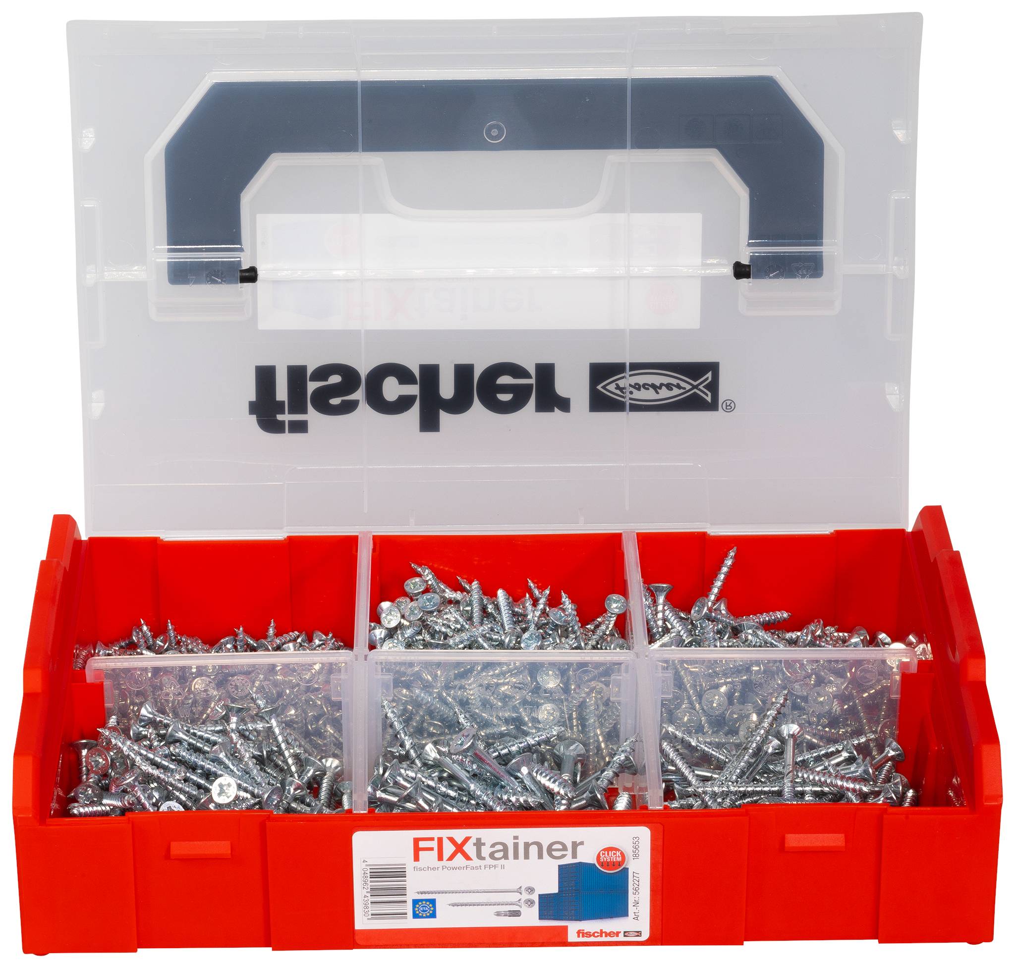 Fischer 562277 FixTainer PowerFast II PZ Spanplattenschrauben-Sortiment Kreuzschlitz Pozidriv Stahl galvanisch verzinkt 1 Set