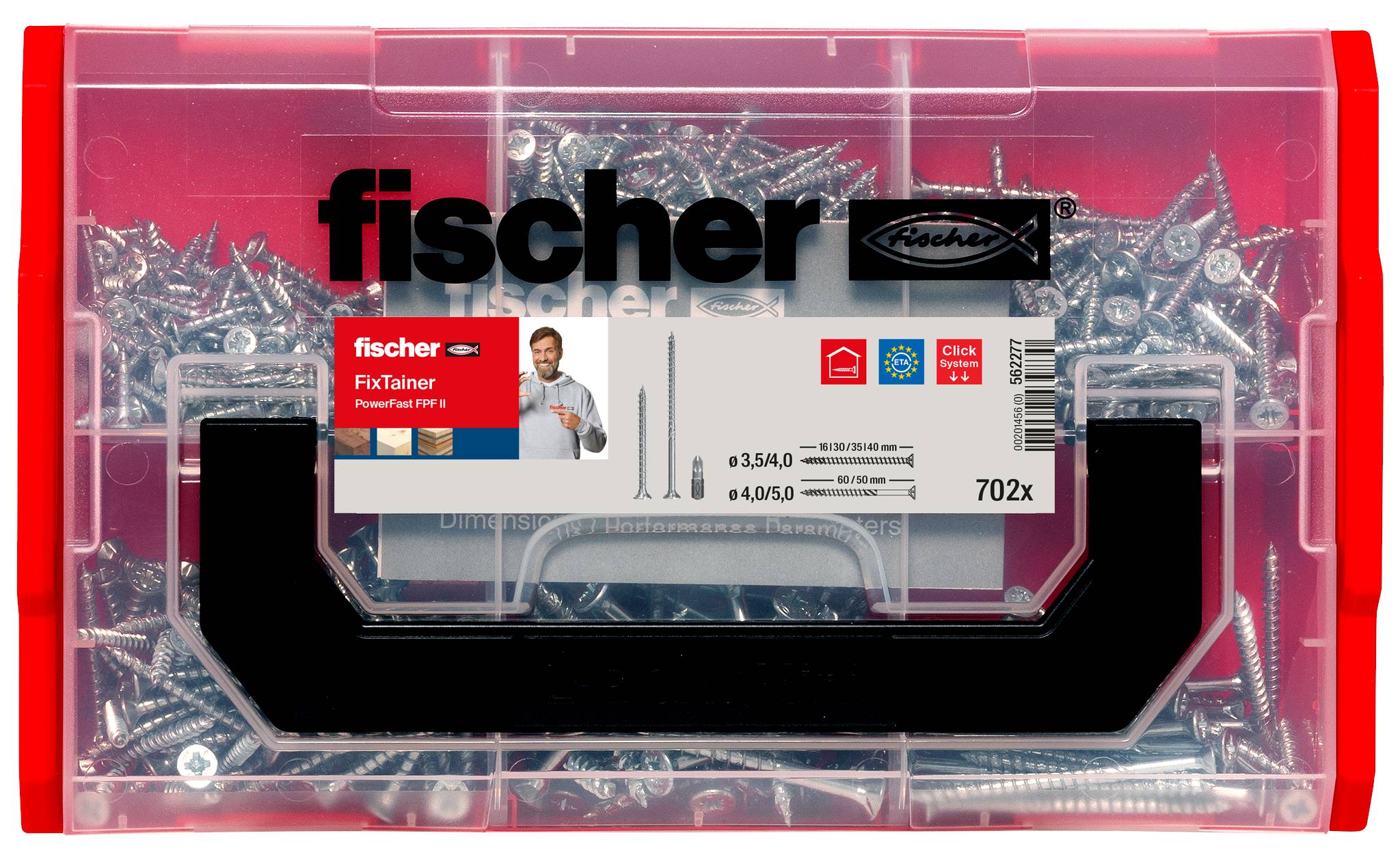 Fischer 562277 FixTainer PowerFast II PZ Spanplattenschrauben-Sortiment Kreuzschlitz Pozidriv Stahl galvanisch verzinkt 1 Set