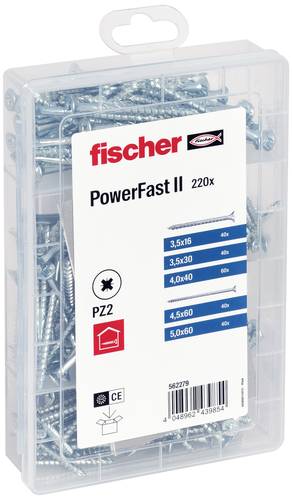 Fischer Meisterbox PowerFast II SK PZ 562279 Spanplattenschrauben-Sortiment Kreuzschlitz Pozidriv St