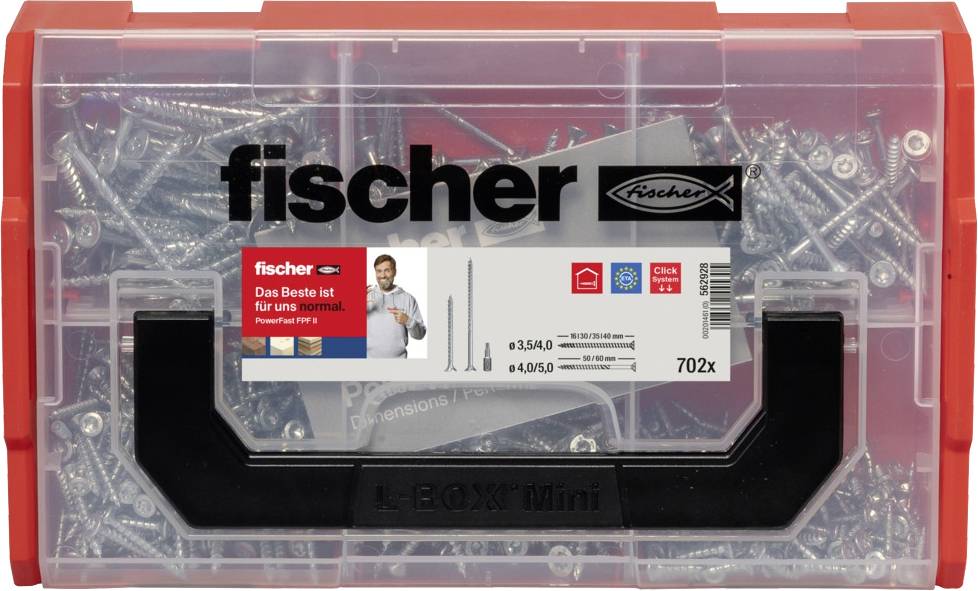 Fischer 562928 FixTainer PowerFast II TX Spanplattenschrauben-Sortiment Stahl galvanisch verzinkt 1 Set