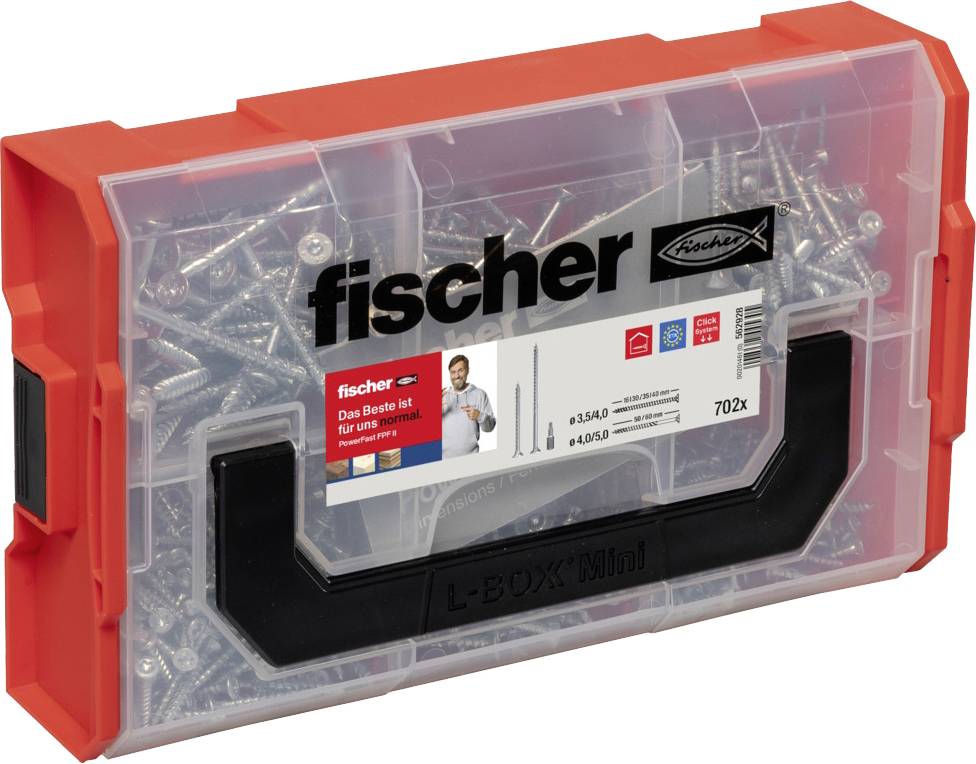 Fischer 562928 FixTainer PowerFast II TX Spanplattenschrauben-Sortiment Stahl galvanisch verzinkt 1 Set