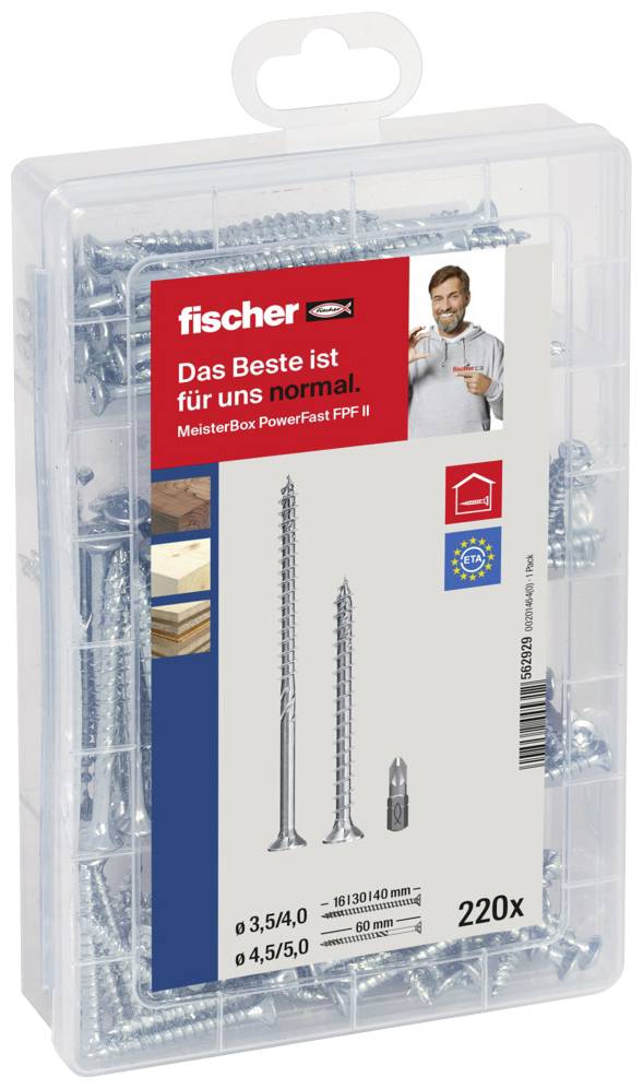 Fischer 562929 Meisterbox PowerFast II SK TG / VG TX Spanplattenschrauben-Sortiment Stahl galvanisch verzinkt 1 Set