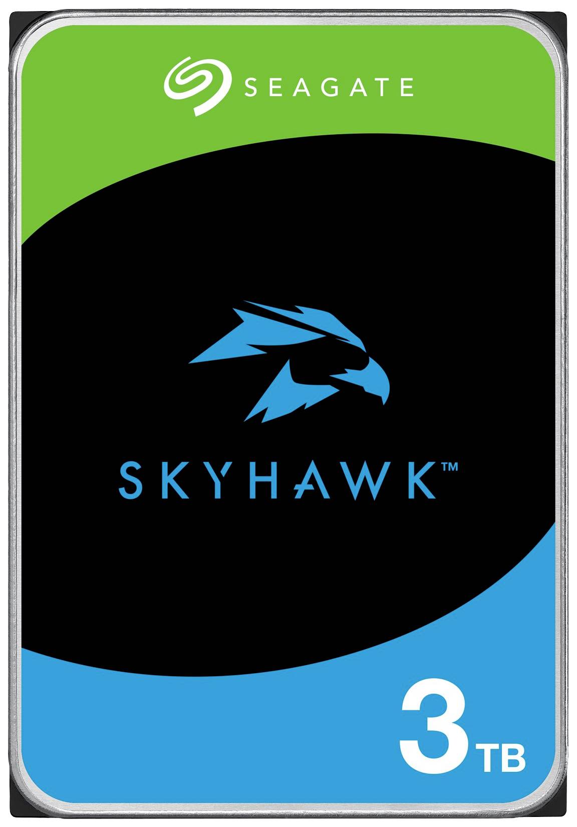 Externe Festplatte von Seagate, Modell SkyHawk, mit 3 TB Speicherkapazität.