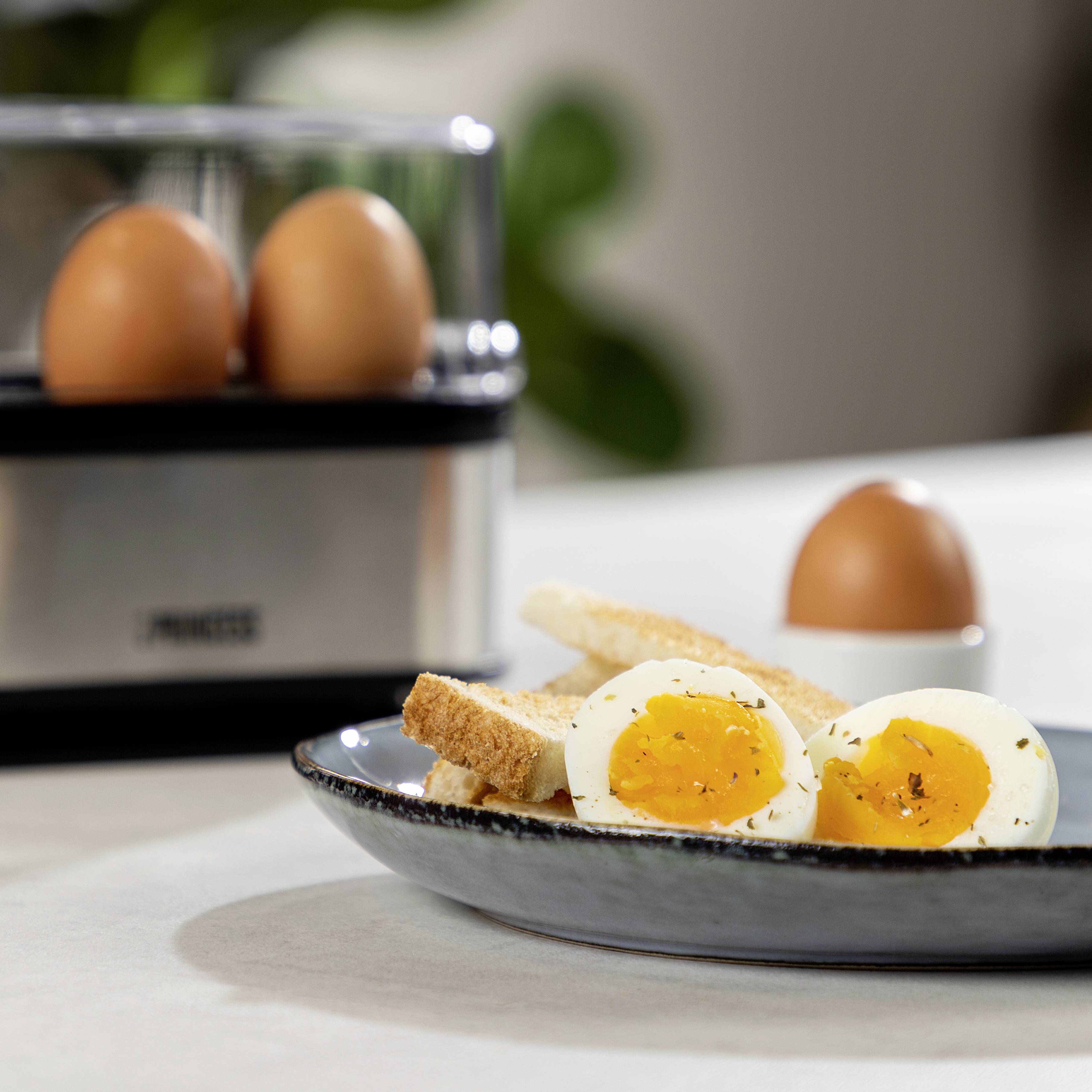 Princess 01.262046.01.001 Eierkocher BPA-frei, mit Messbecher, Kontrollleuchte Silber, Schwarz