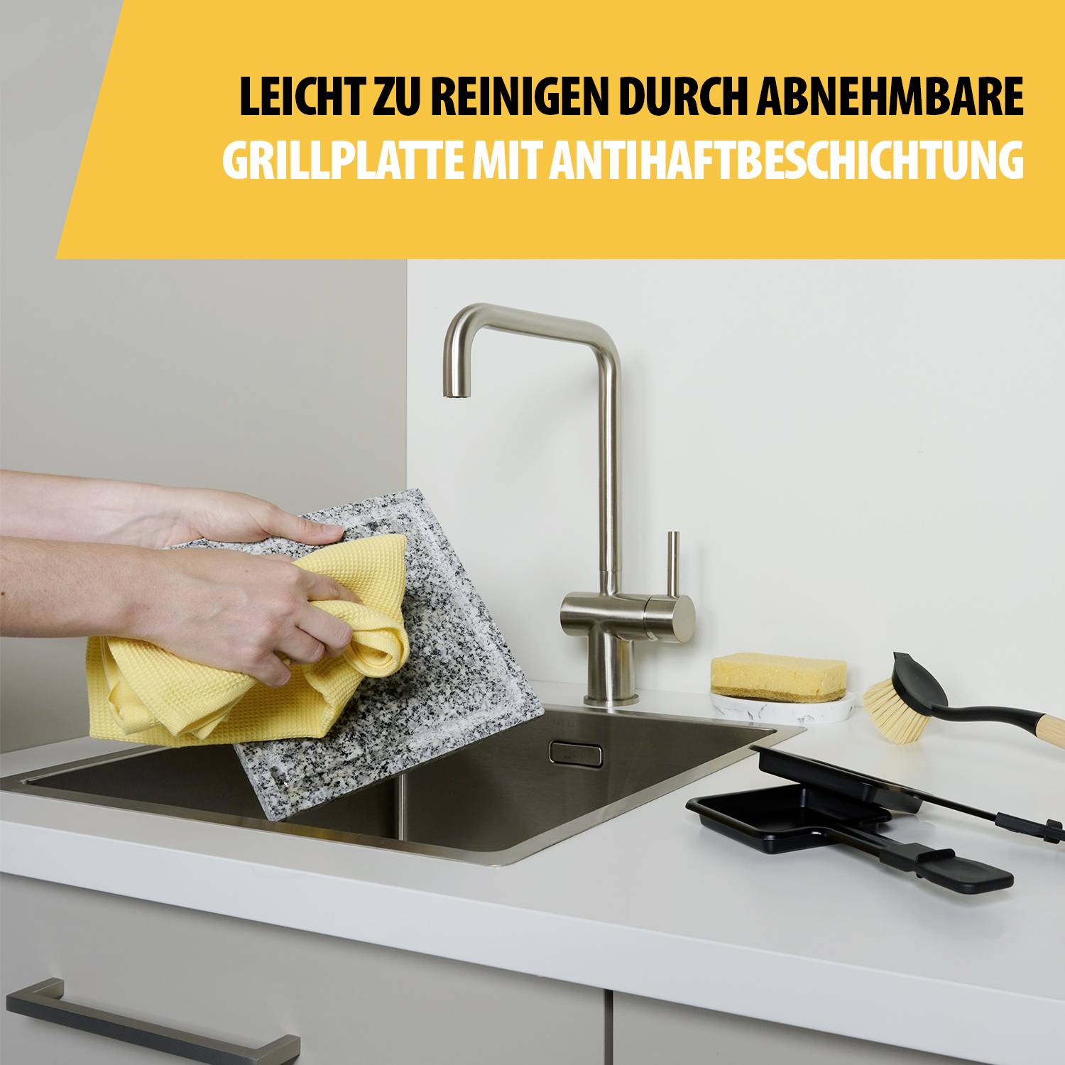 Tristar RA-2745 Raclette Antihaftbeschichtung, Kontrollleuchte, 4 Pfännchen, mit Grillstein Schwarz