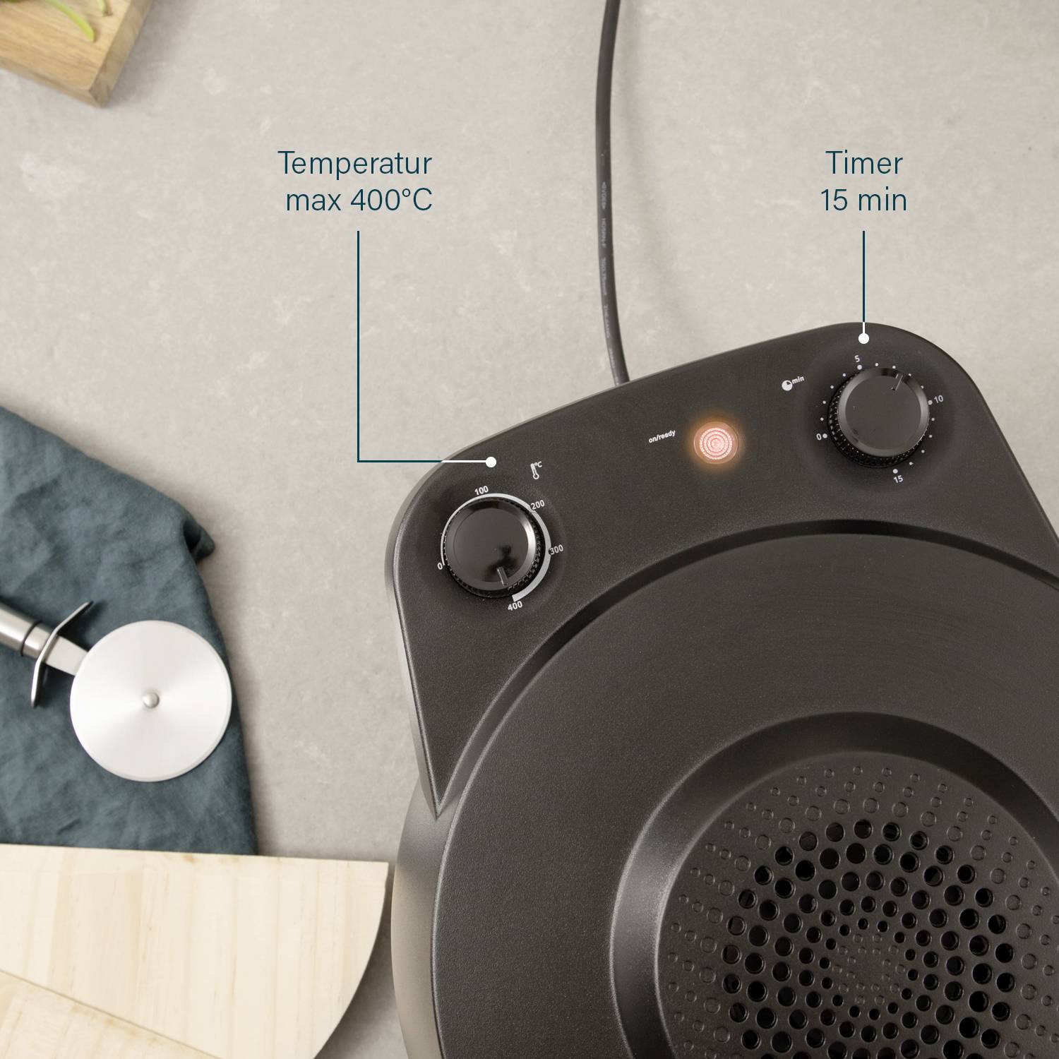 Princess Oven Pro Pizzaofen Kontrollleuchte, Timerfunktion, Cool-Touch-Gehäuse