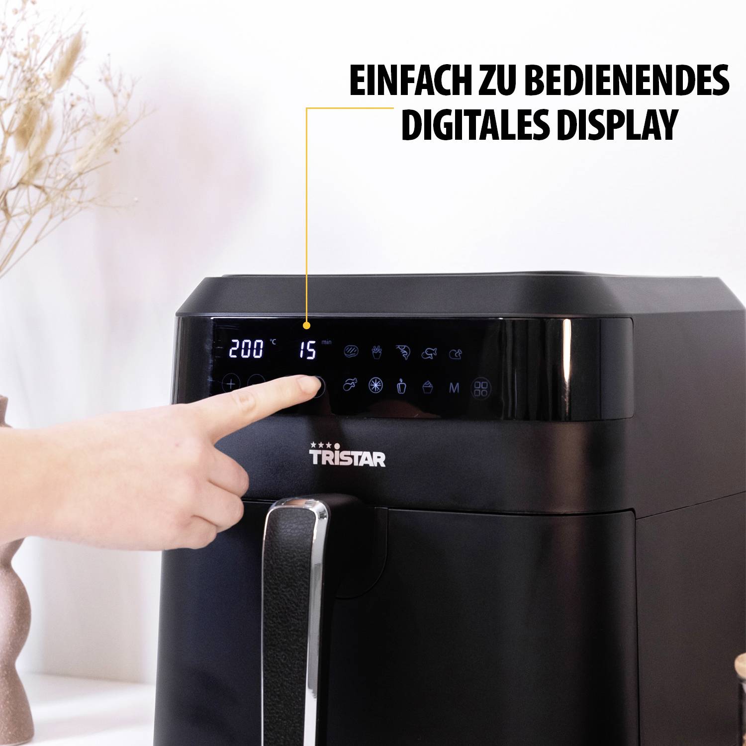 Tristar FR-6999 Heißluft-Fritteuse 6 l 1700 W mit Display, Timerfunktion, Überhitzungsschutz Schwar