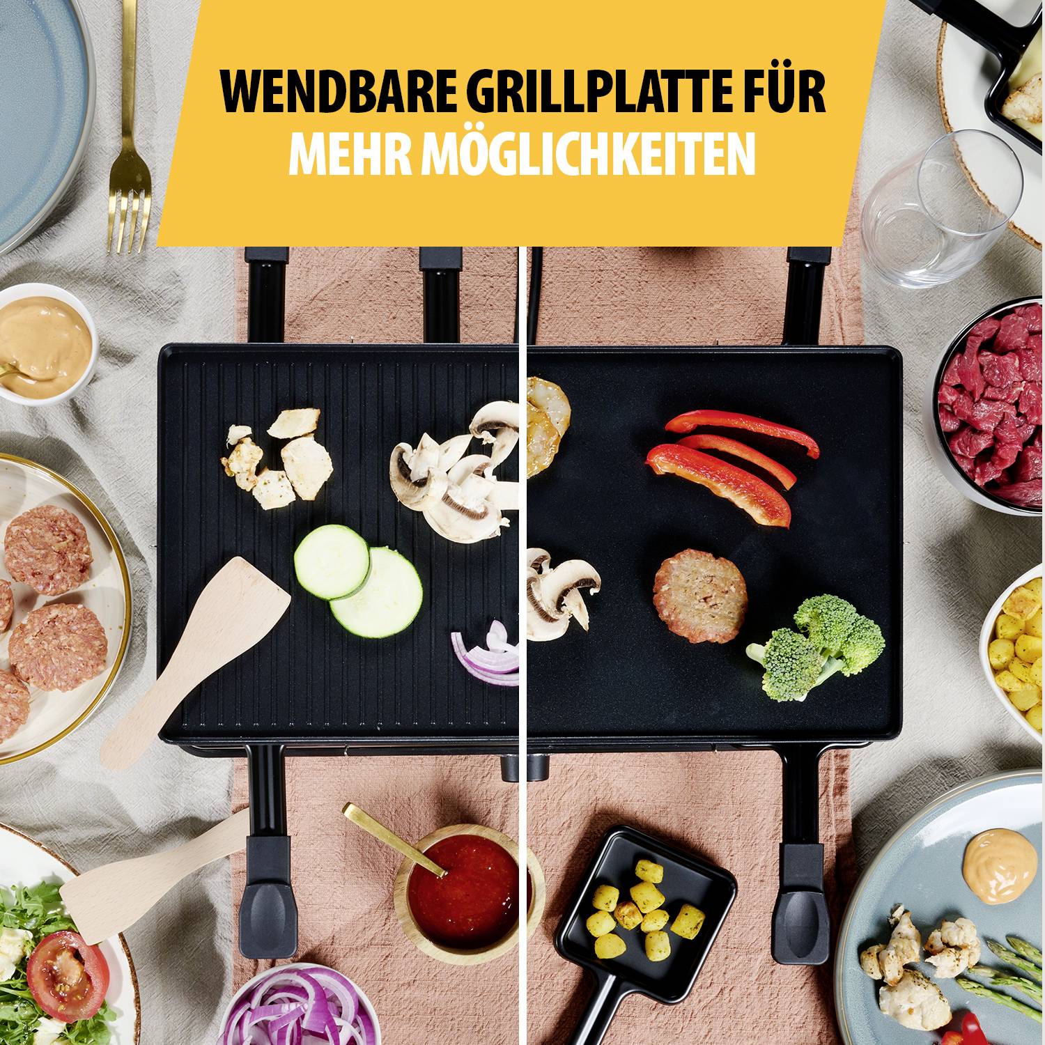 Tristar RA-2748 Raclette Antihaftbeschichtung, Kontrollleuchte, 6Pfännchen, BPA-frei Schwarz