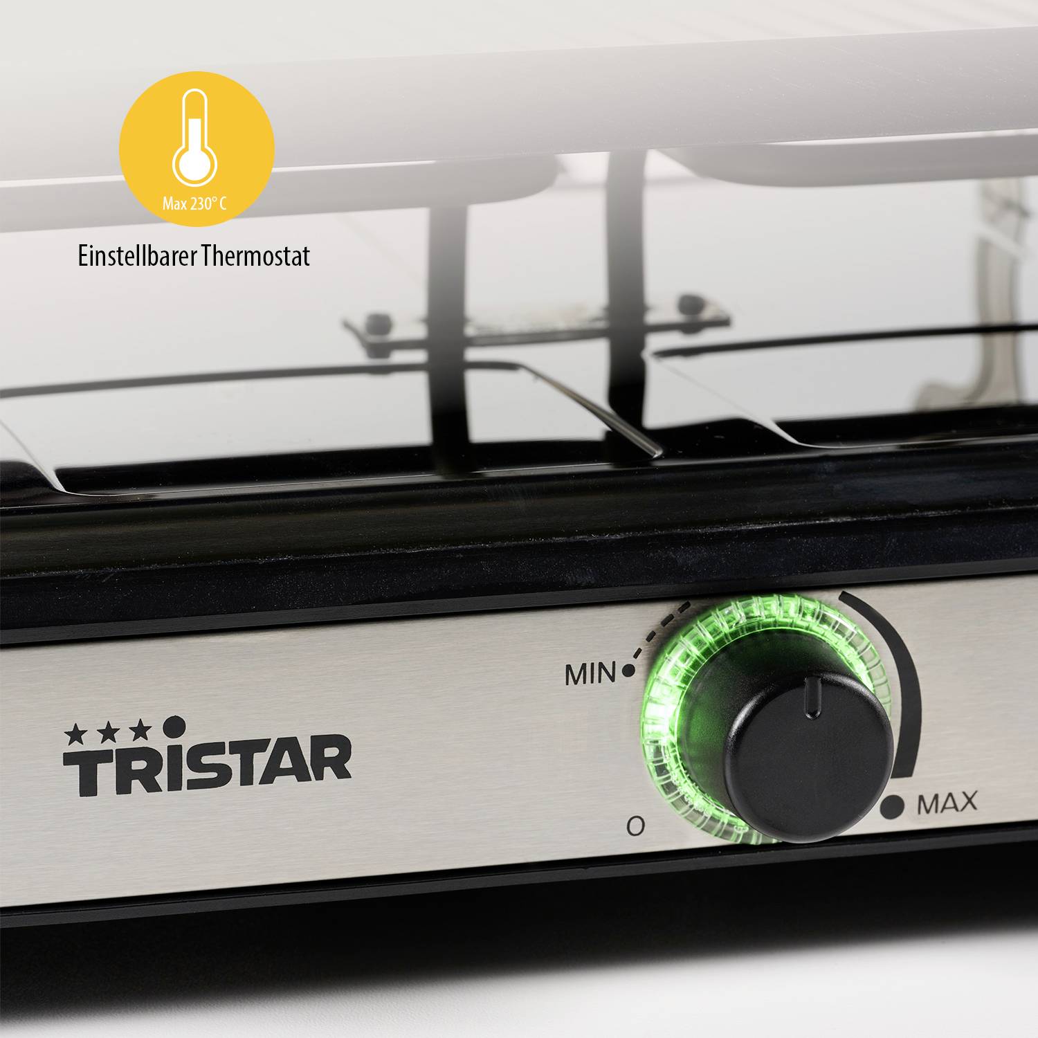 Tristar RA-2748 Raclette Antihaftbeschichtung, Kontrollleuchte, 6Pfännchen, BPA-frei Schwarz