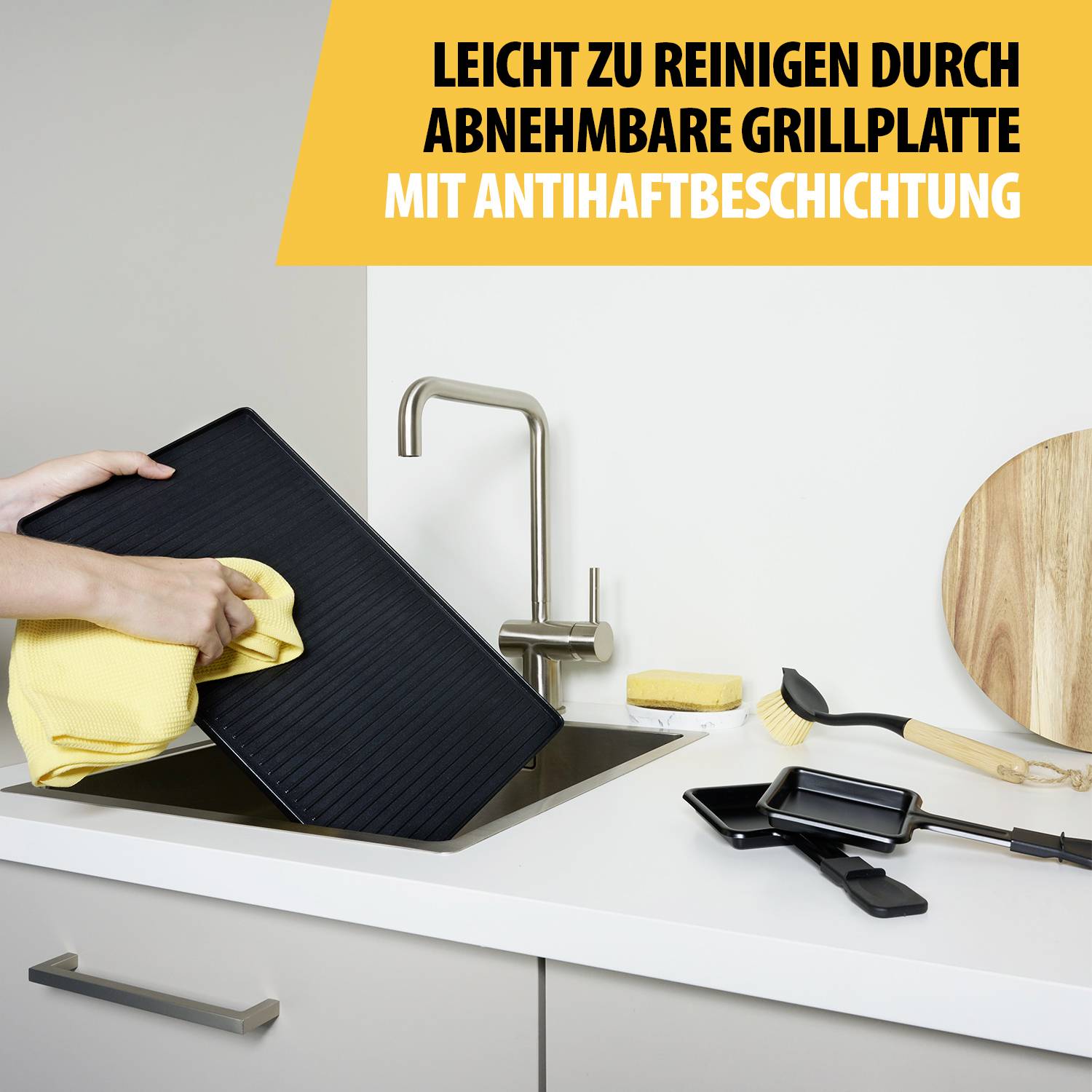 Tristar RA-2748 Raclette Antihaftbeschichtung, Kontrollleuchte, 6Pfännchen, BPA-frei Schwarz