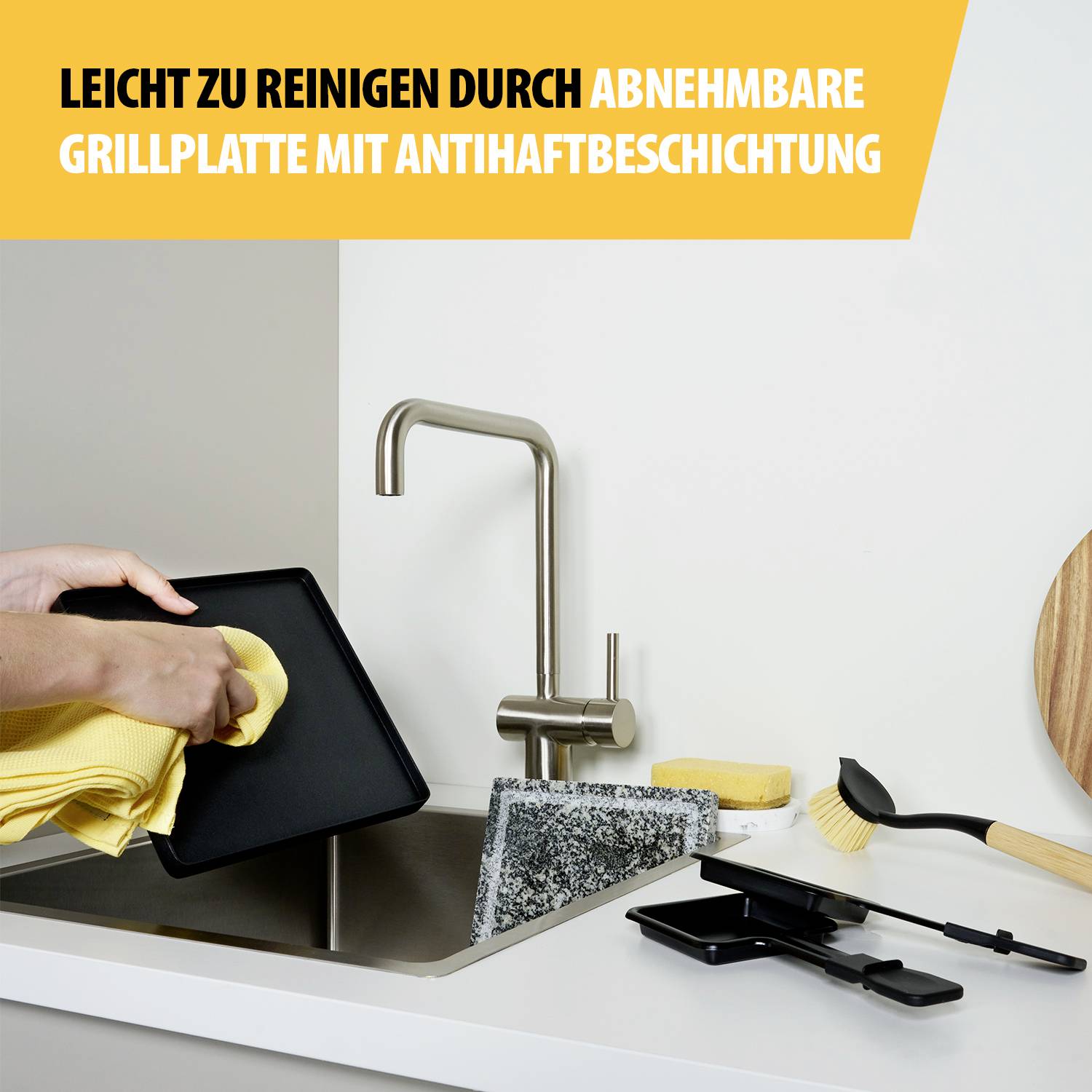 Tristar RA-2747 Raclette Antihaftbeschichtung, Kontrollleuchte, Grillfunktion Schwarz, Stein