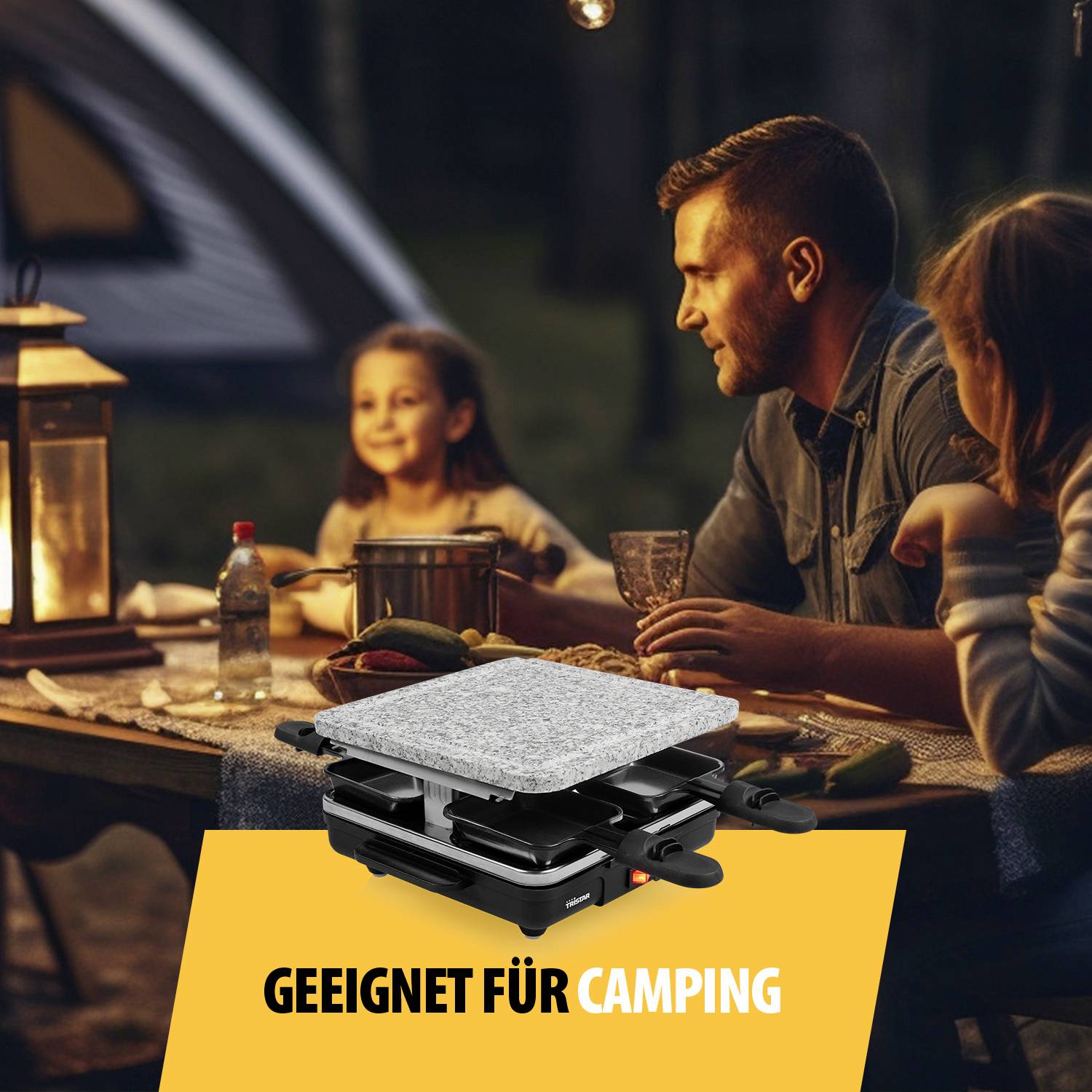 Tristar RA-2747 Raclette Antihaftbeschichtung, Kontrollleuchte, Grillfunktion Schwarz, Stein